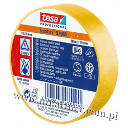 Taśma izolacyjna Tesa PCV 53988 19mm x 20m w folii żółta